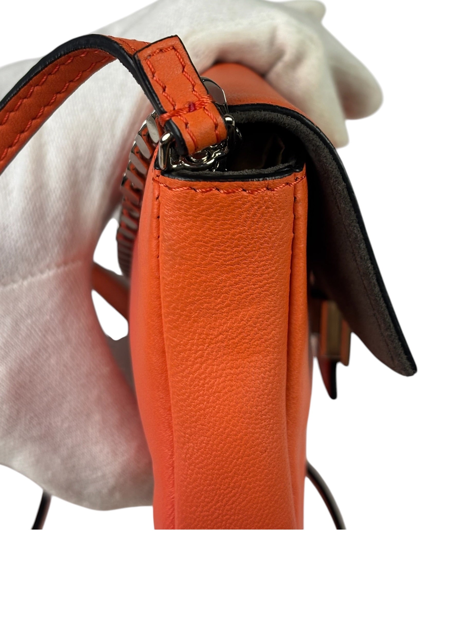Fendi Orange Leather Mini Baguette