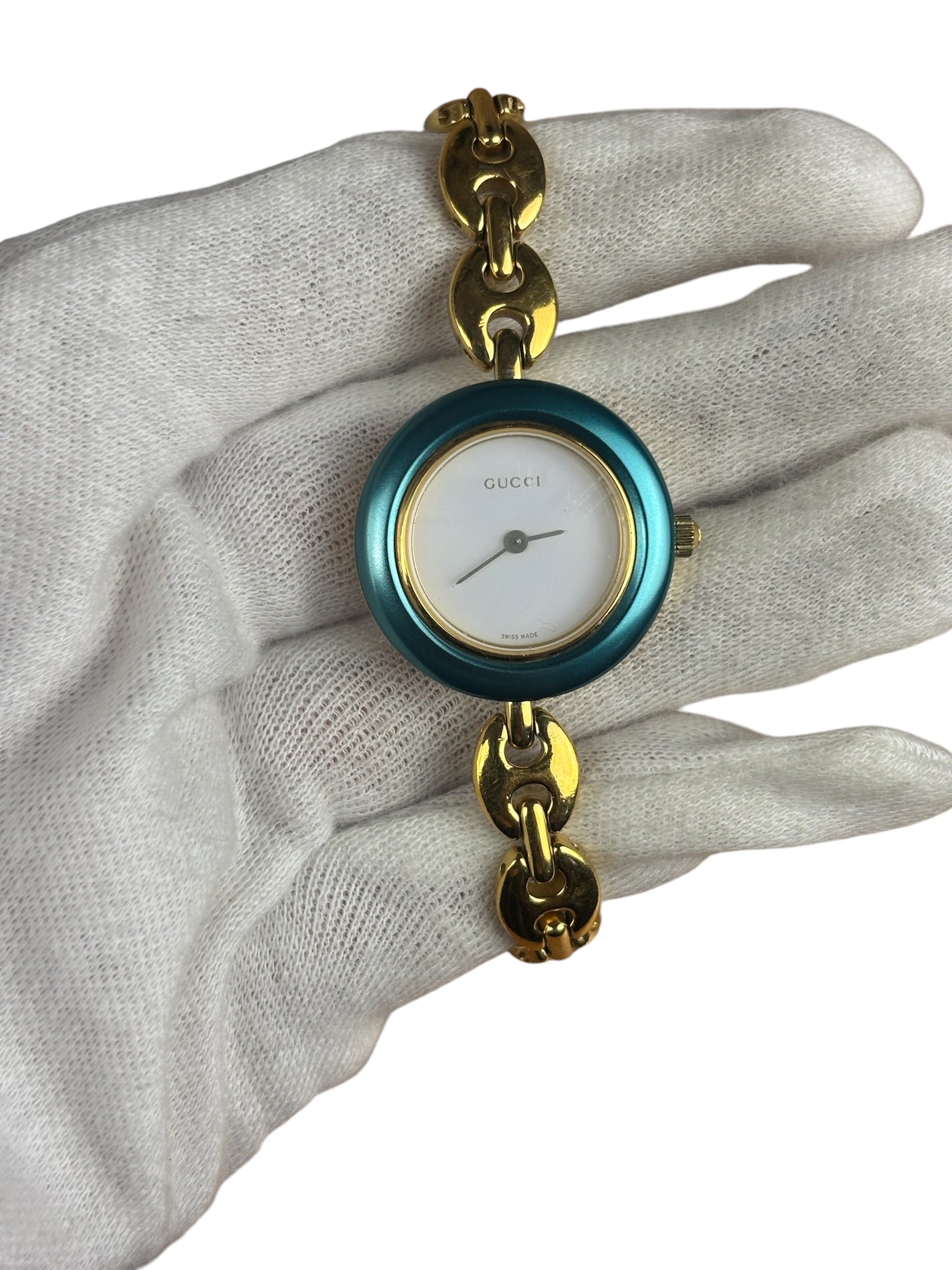 Gucci Vintage Gold Plated Interchangeable Bezel Watch