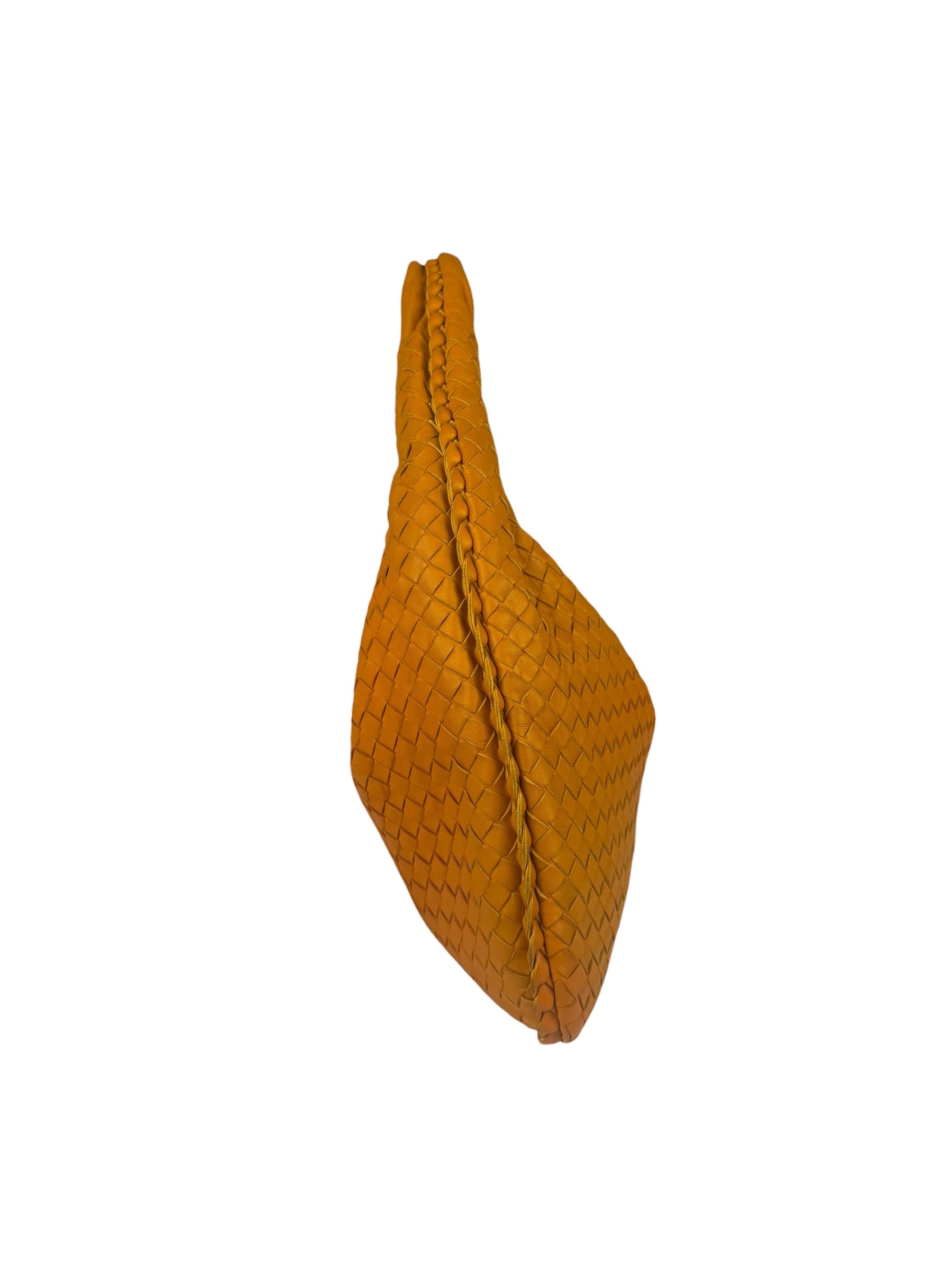Bottega Veneta Orange Leather Intercciato Hobo Bag