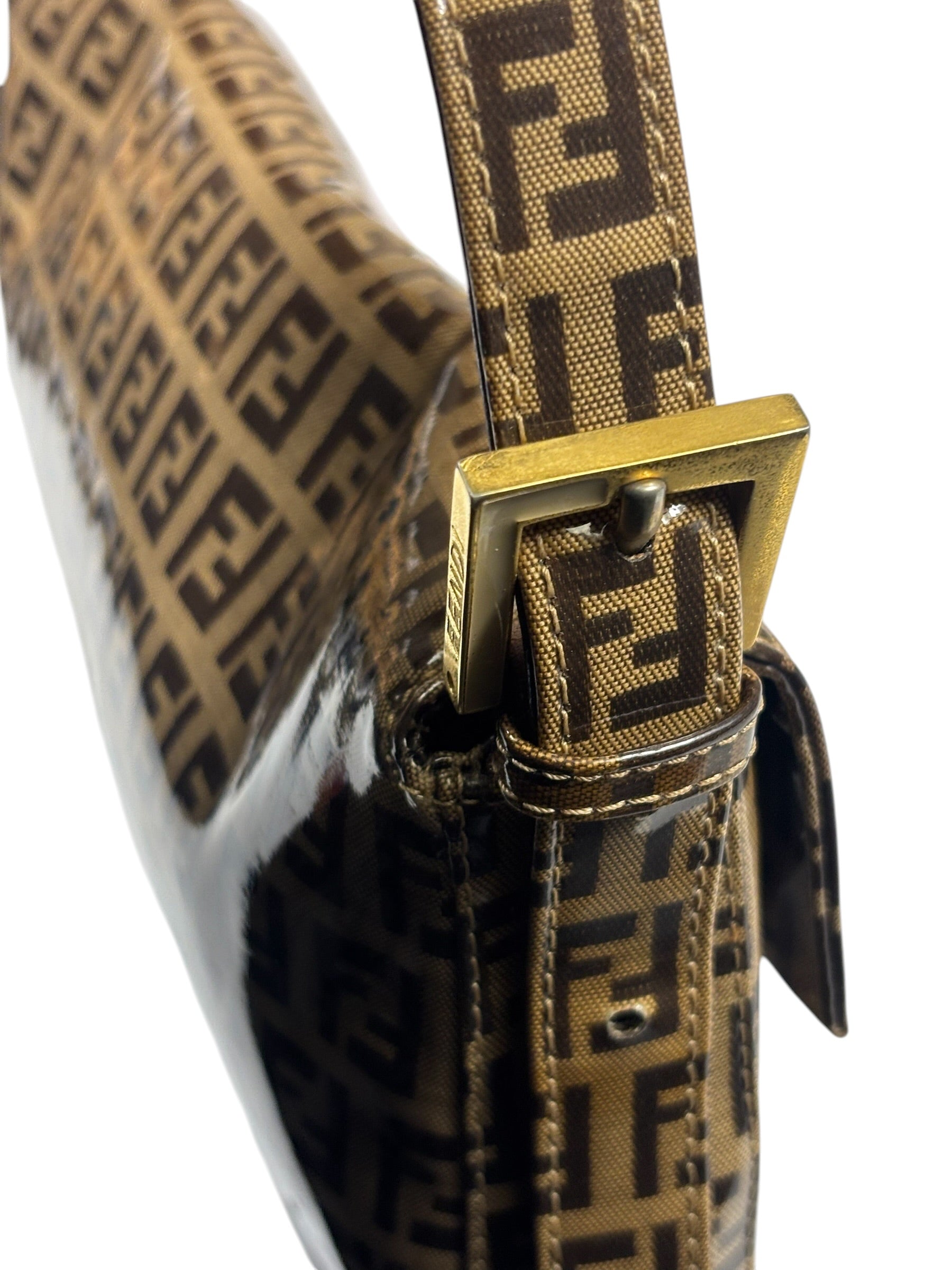 Fendi Brown Vinyl Zucca Baguette