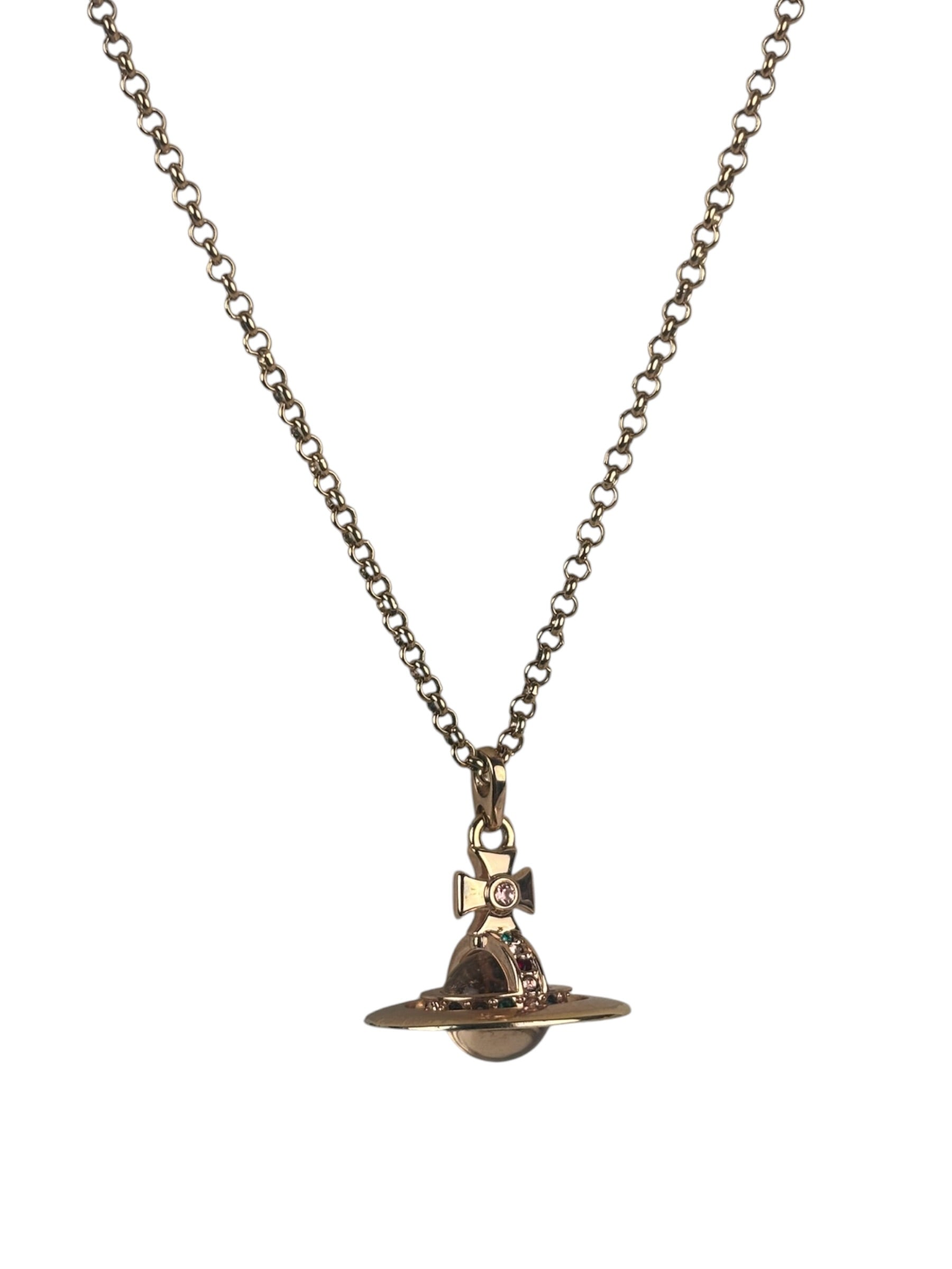 Vivienne Westwood Oval Crystal Stone Medallion Pendant Necklace