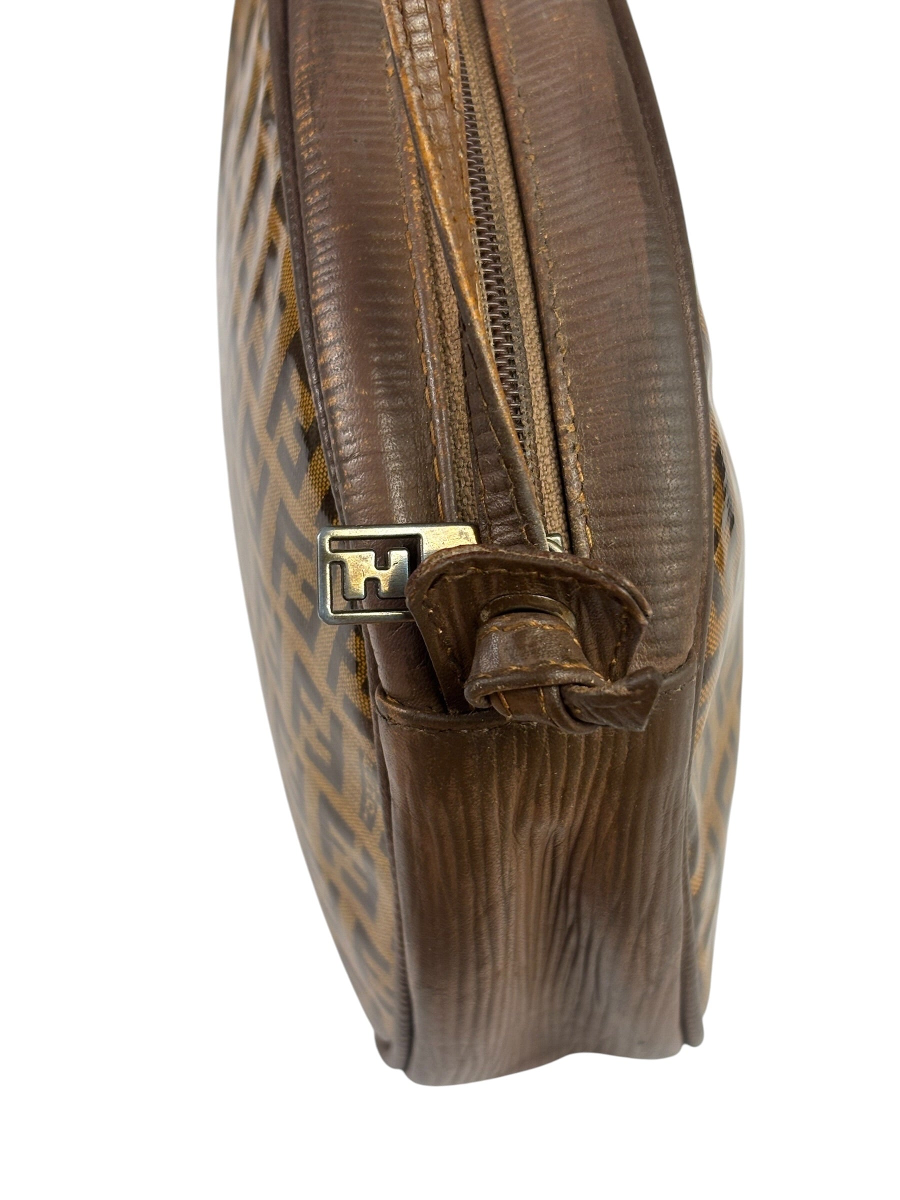 Fendi Vintage Brown PVC Leather Zucca Crossbody Bag