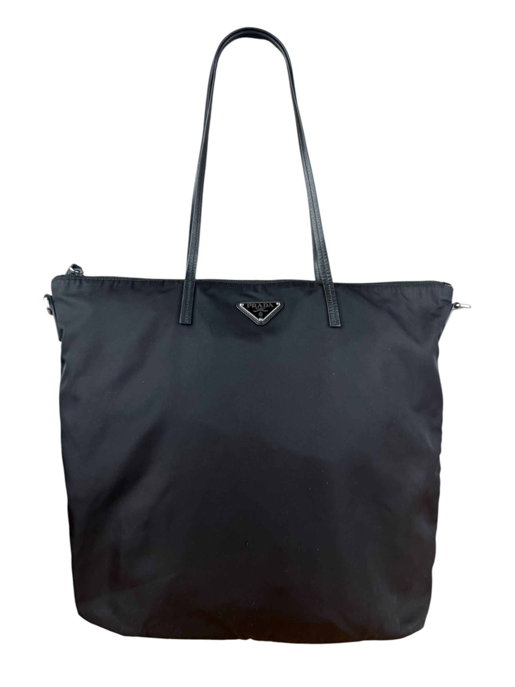 Prada Black Tessuto Nylon Zip Tote Large