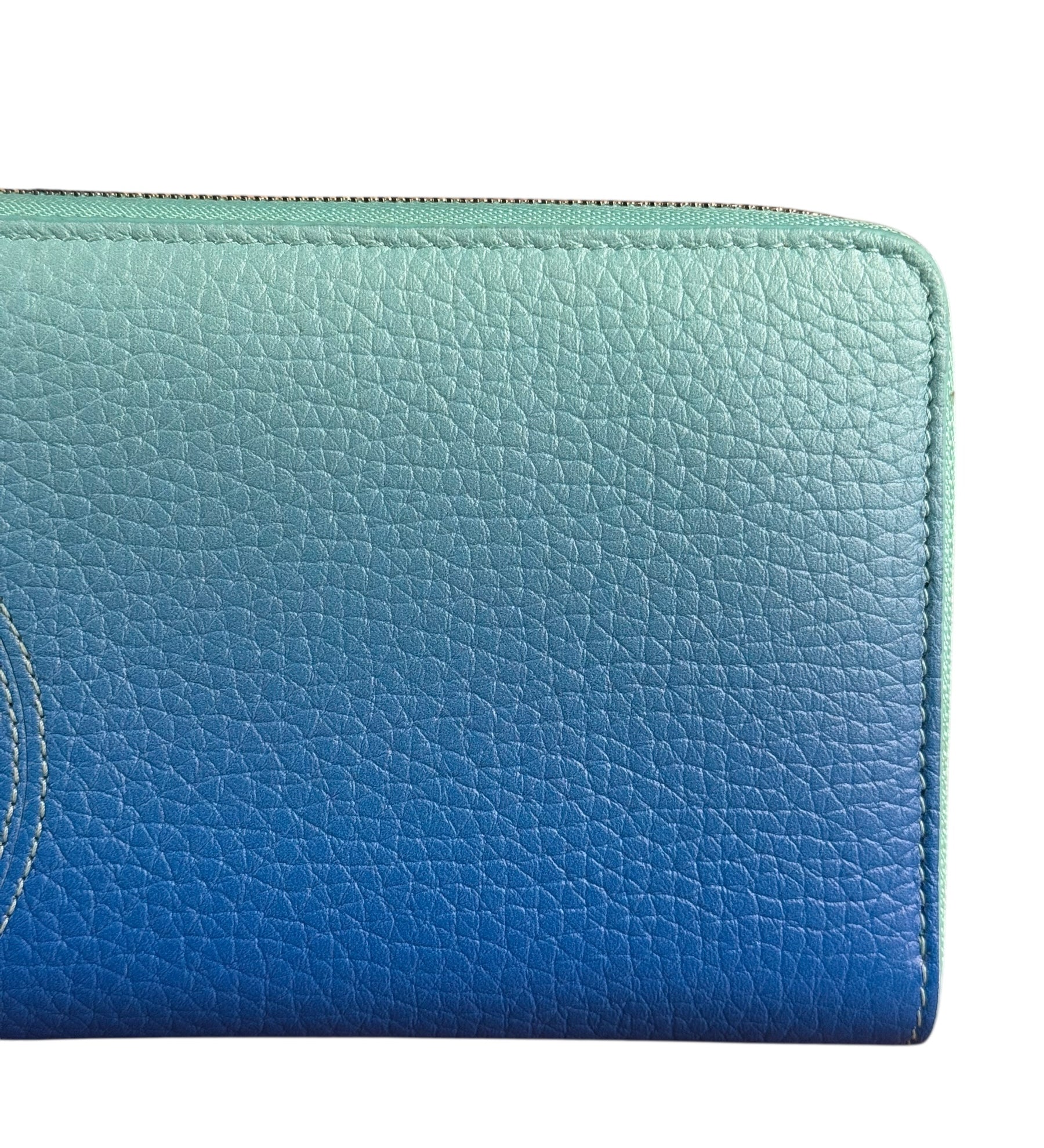 Tiffany & Co Blue Gradient Leather Long Zippy Wallet