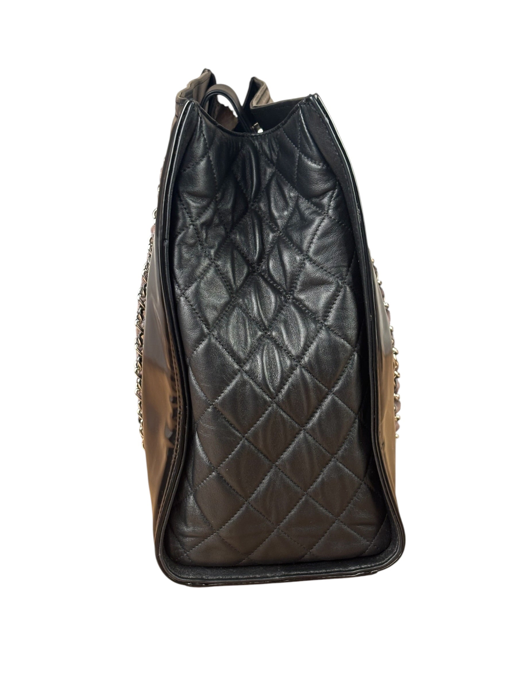 Chanel Black Patent Leather Quilted Lipstick Tote 2011