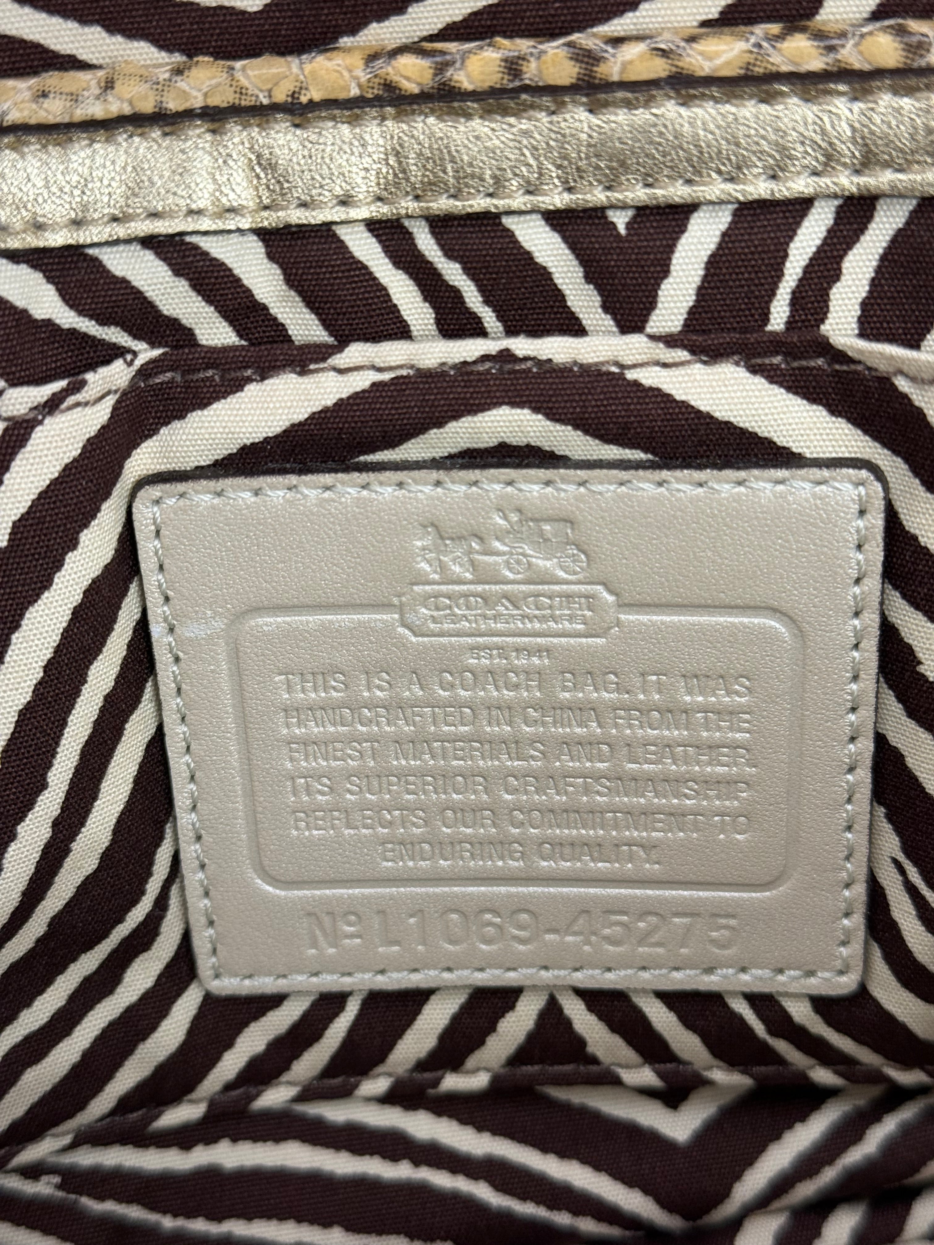 Coach Python-Trimmed Straw Natalie Wristlet