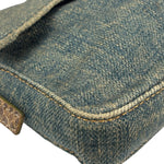 Fendi Denim/Snakeskin Trim Mini Baguette