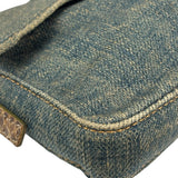 Fendi Denim/Snakeskin Trim Mini Baguette