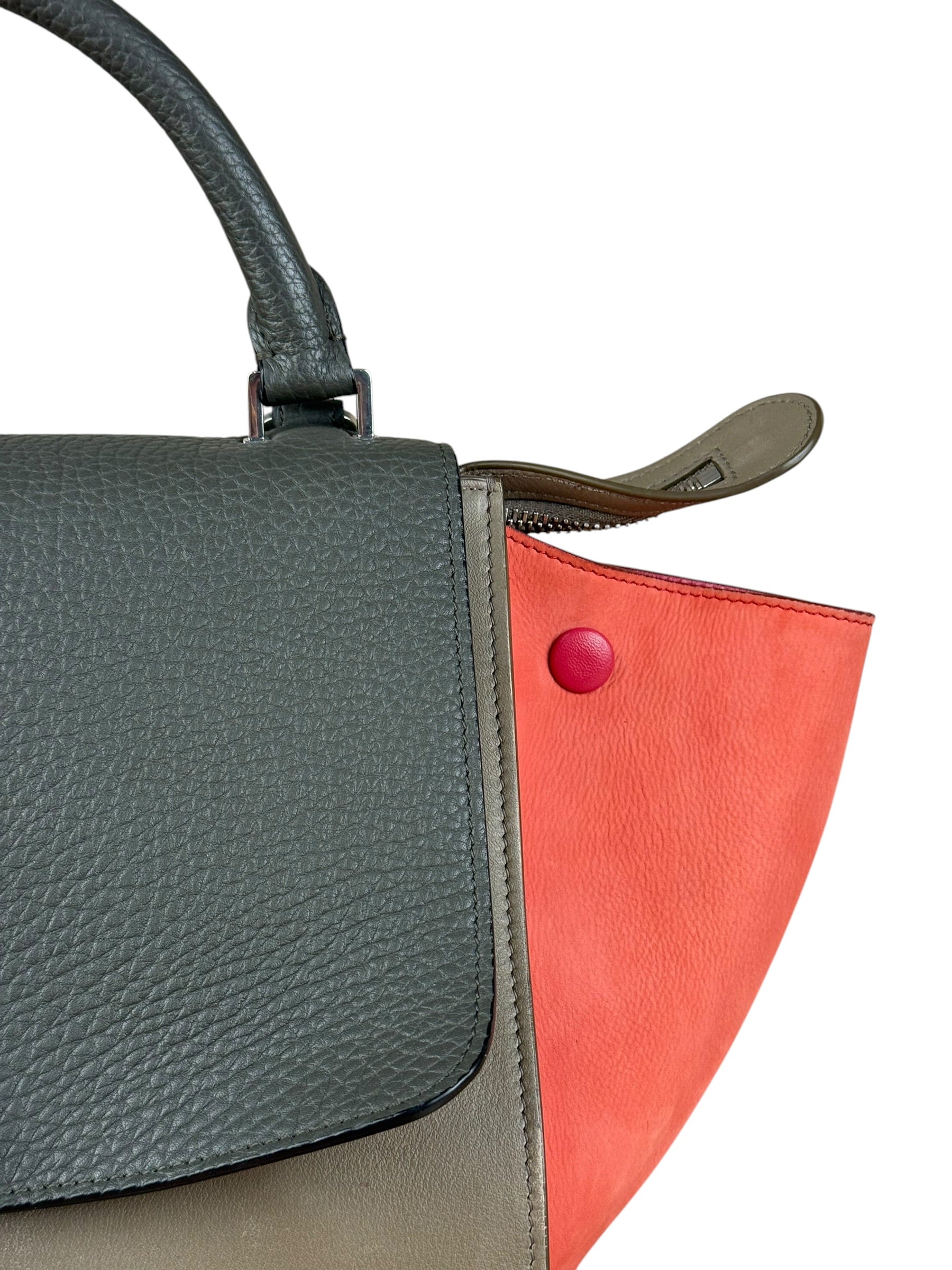 Celine Tricolor Trapeze Pebbled Leather Hand Bag