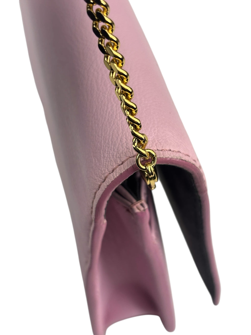 Fendi Pink Leather Tube Flap Wallet On Chain