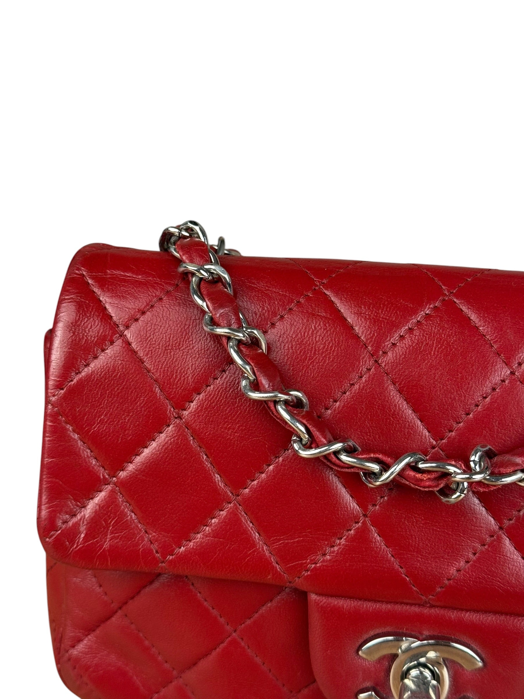 Chanel Red Quilted Leather Classic Mini Flap Bag 2012