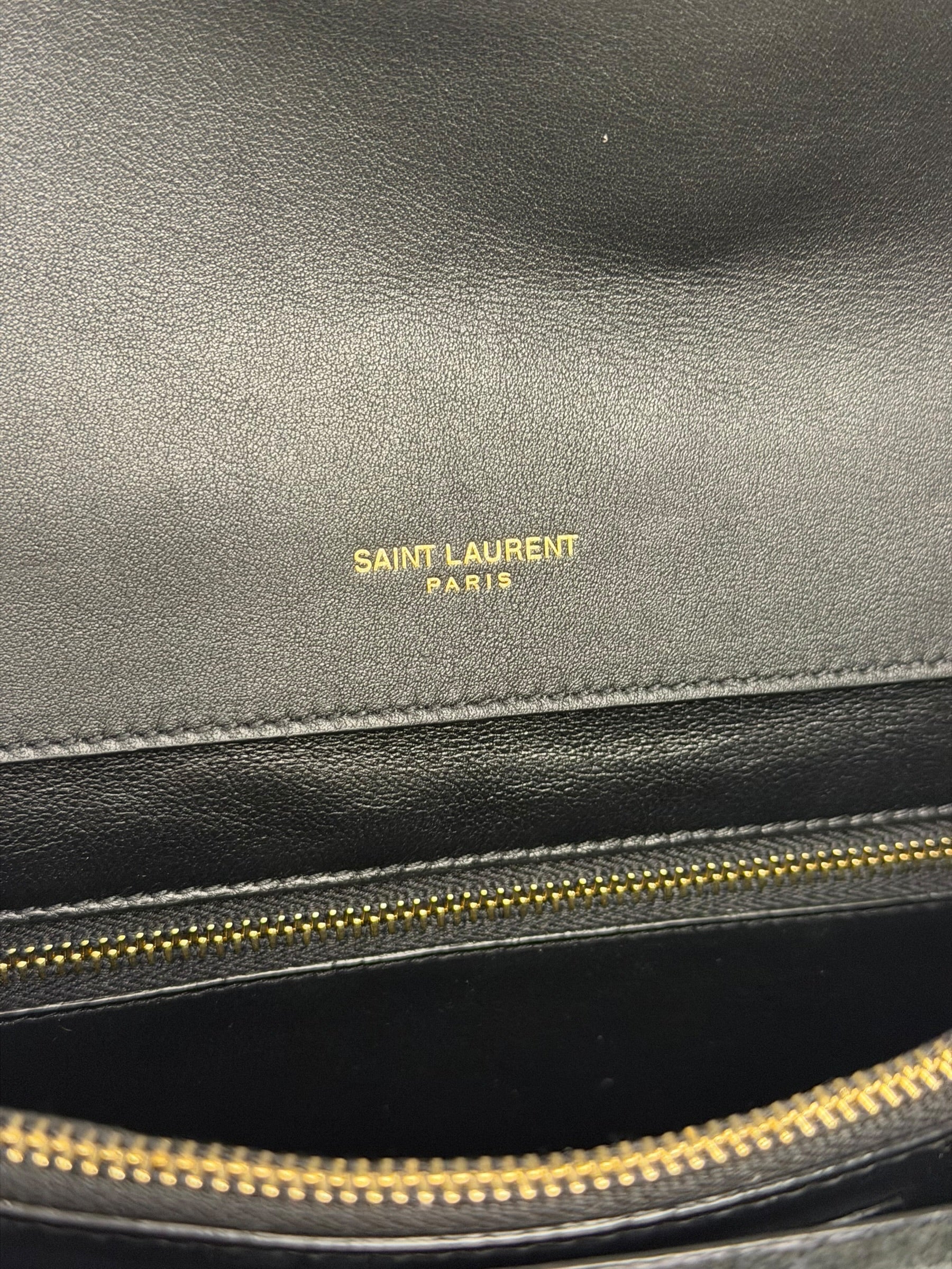 YSL Bicolor Quilted-Suede Shearling Gaby Shoulder Bag