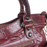 Balenciaga Vintage Burgundy Leather Moto City Two-Way Bag