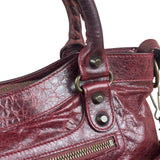 Balenciaga Vintage Burgundy Leather Moto City Two-Way Bag