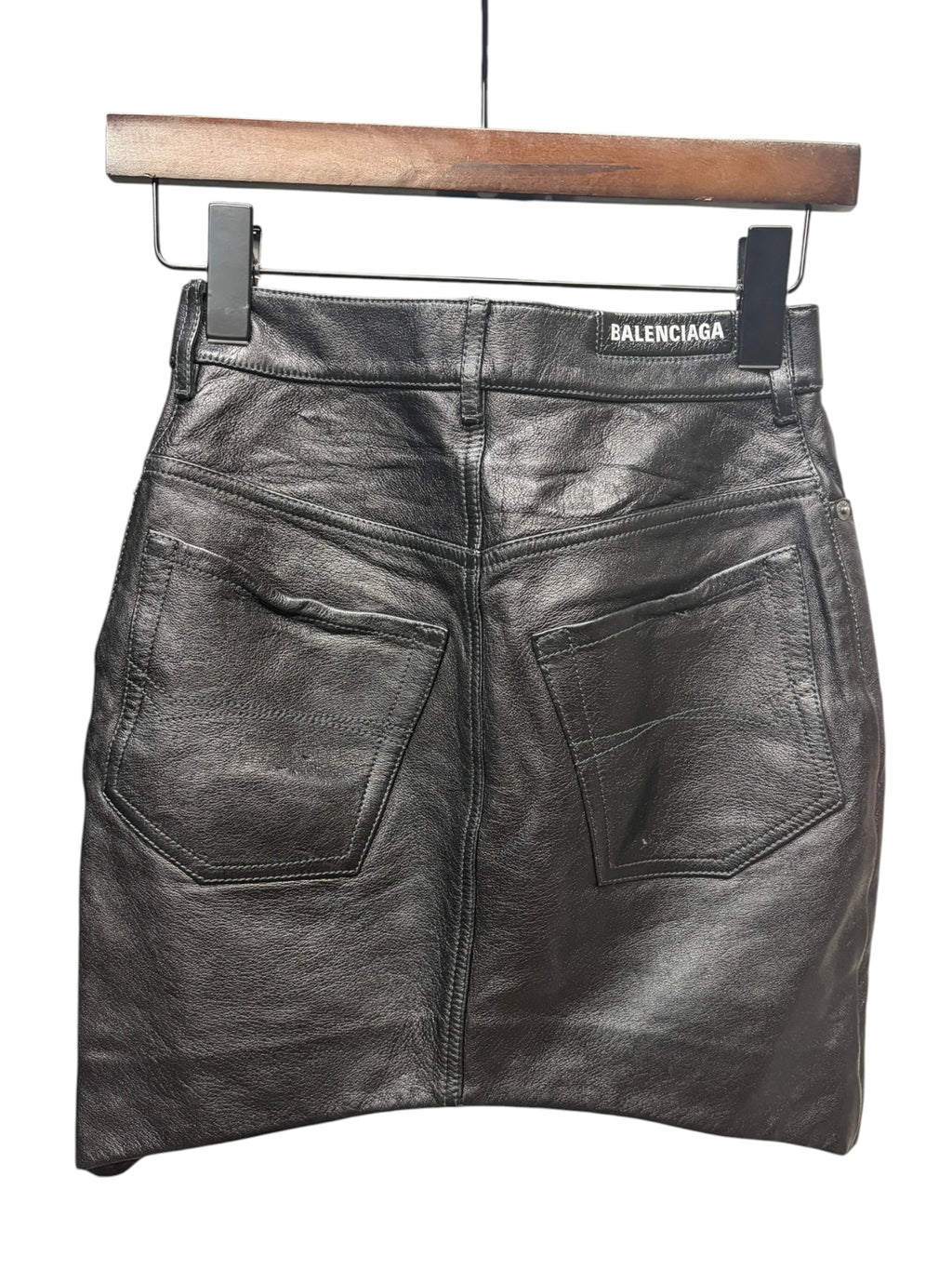 Balenciaga Black Leather Mini Skirt