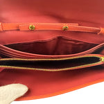 Prada Coral-Red Saffiano Leather Wallet On Chain