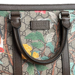 Gucci Brown Leather Trim GG Supreme Tian Vertical Tote Bag