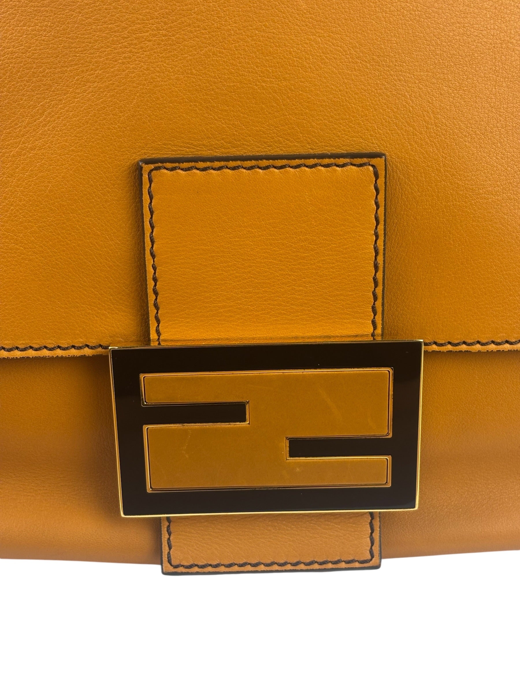 Fendi Brown Leather Mamma Foreever Flap Baguette