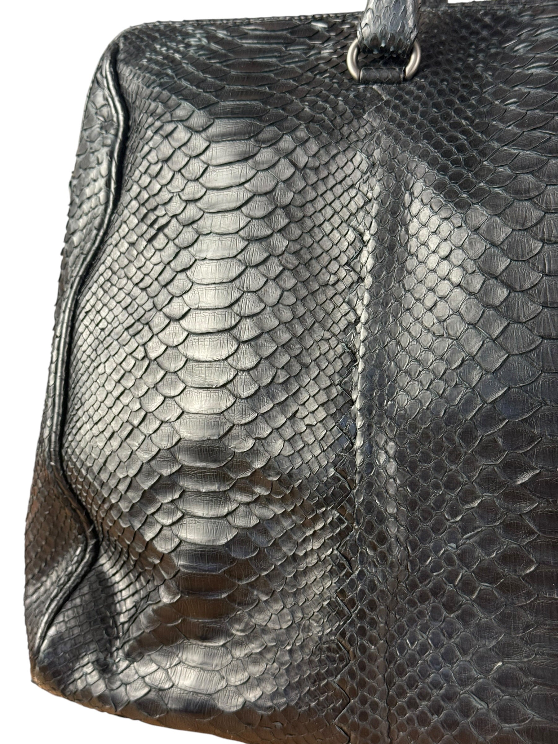 Bottega Veneta Black Snake Leather Brief Case