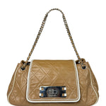 Chanel East/West Accordion Chain Beige Flap Bag 2008