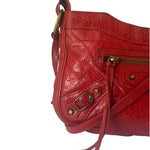Balenciaga Red Lambskin Hip Moto Crossbody