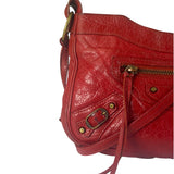 Balenciaga Red Lambskin Hip Moto Crossbody