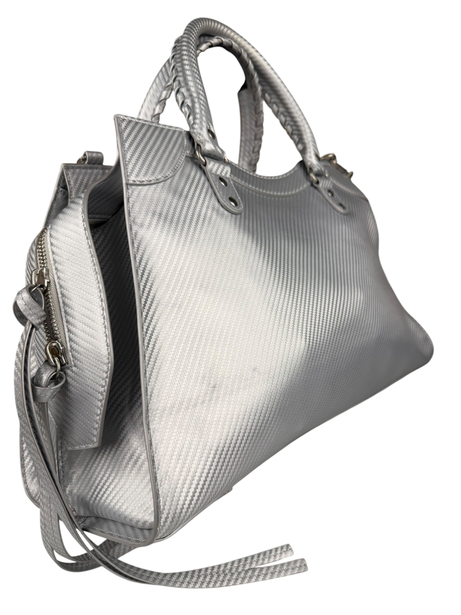 Balenciaga Carbon Fiber Silver Neo Classic City Bag Medium