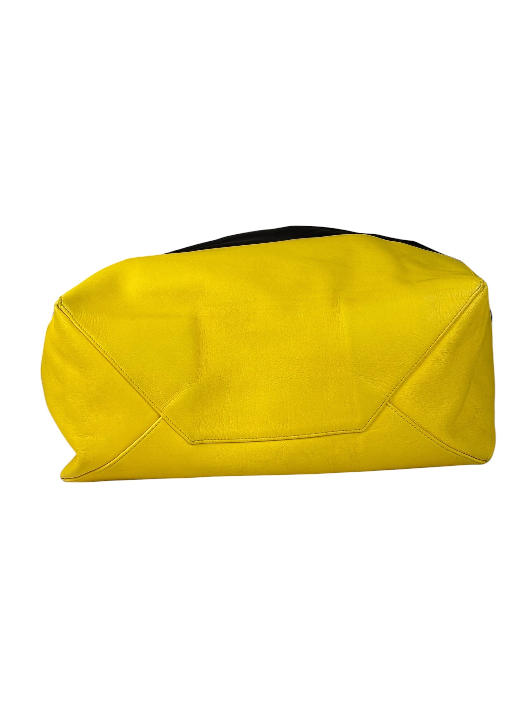 Celine Yellow/Black Leather Horizontal Cabas Tote