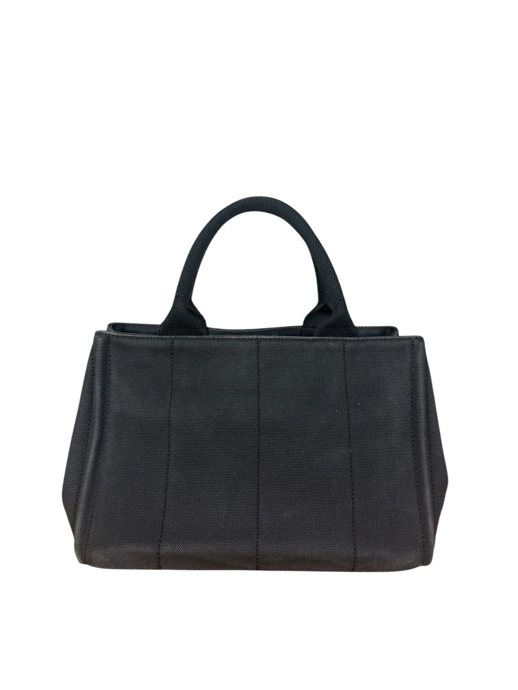 Prada Vintage Black Canvas Canapa Tote