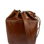 Celine Vintage Brown Leather Cinch Bucket Crossbody Bag