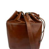 Celine Vintage Brown Leather Cinch Bucket Crossbody Bag