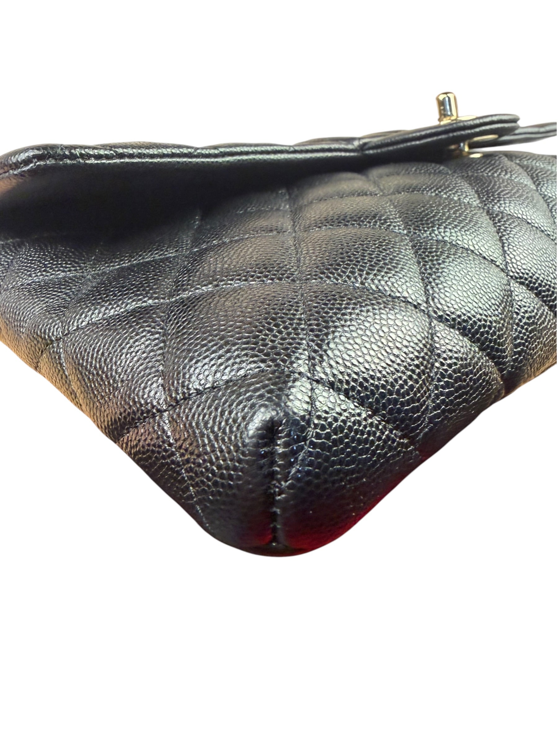 Chanel Black Caviar Quilted Flap Clutch Bag 2019