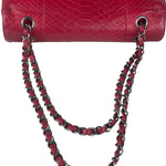 Chanel Classic Double Flap Python Bag Pink 2014