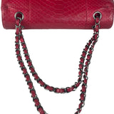 Chanel Classic Double Flap Python Bag Pink 2014