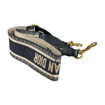 Christian Dior Navy Leather Trim Trotter Saddle Two-Way Bag