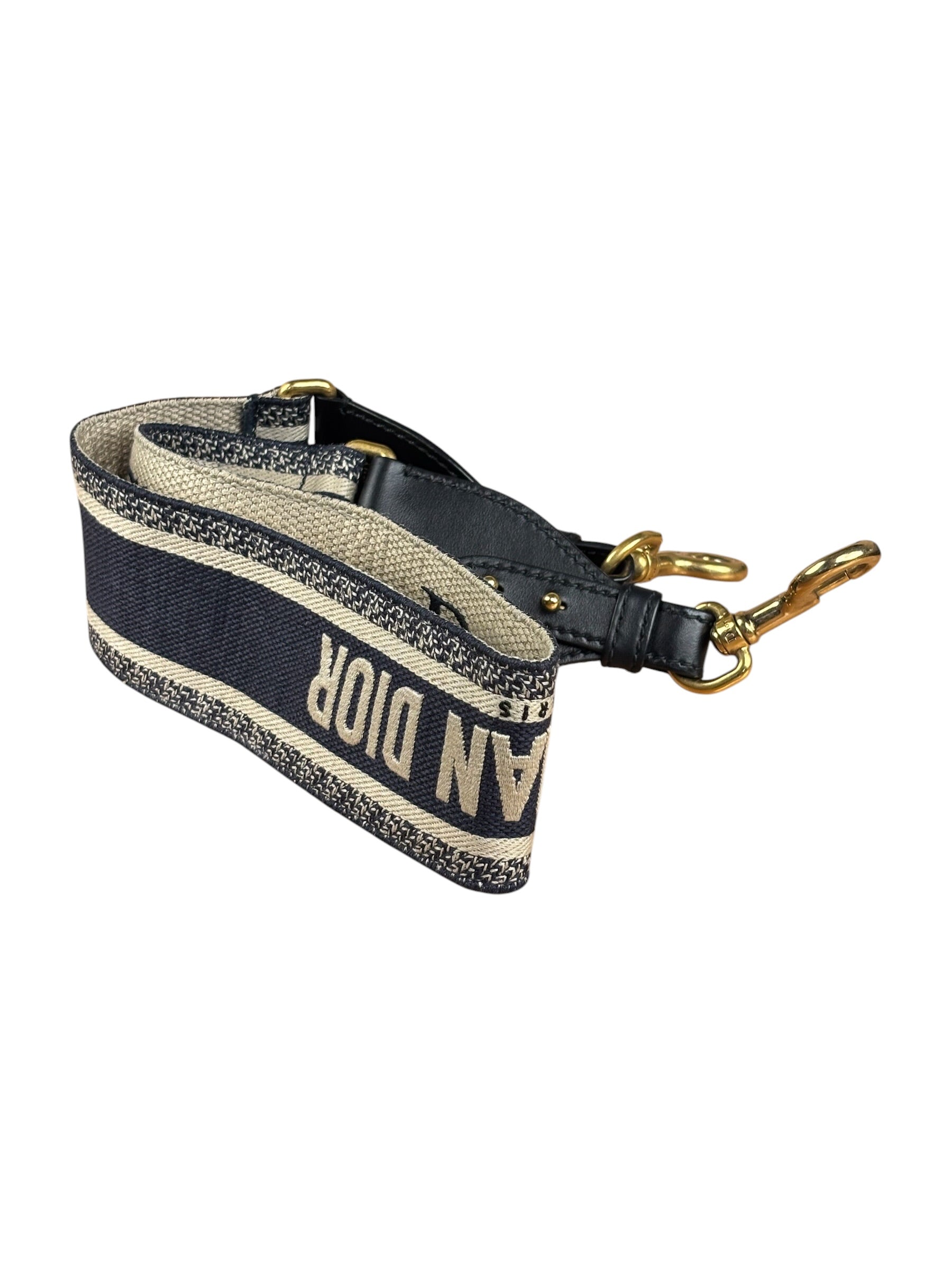 Christian Dior Navy Leather Trim Trotter Saddle Two-Way Bag