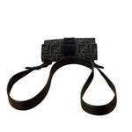Fendi FF Black Canvas Flap Mini Baguette Shoulder Bag