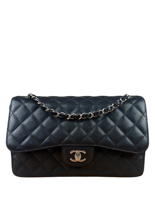 Chanel Black Caviar Quilted Classic Medium Double Flap Bag 2011