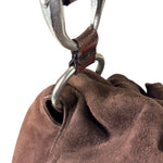 Yves Saint Laurent Brown Suede/Leather Trim Naja Rose Petal Hobo Bag