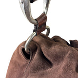 Yves Saint Laurent Brown Suede/Leather Trim Naja Rose Petal Hobo Bag