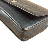 Chanel Black Leather Camellia Embossed Chain Wallet 2012