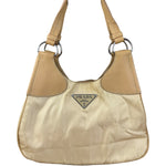 Prada Vintage Beige Nylon/Leather Logo Handbag