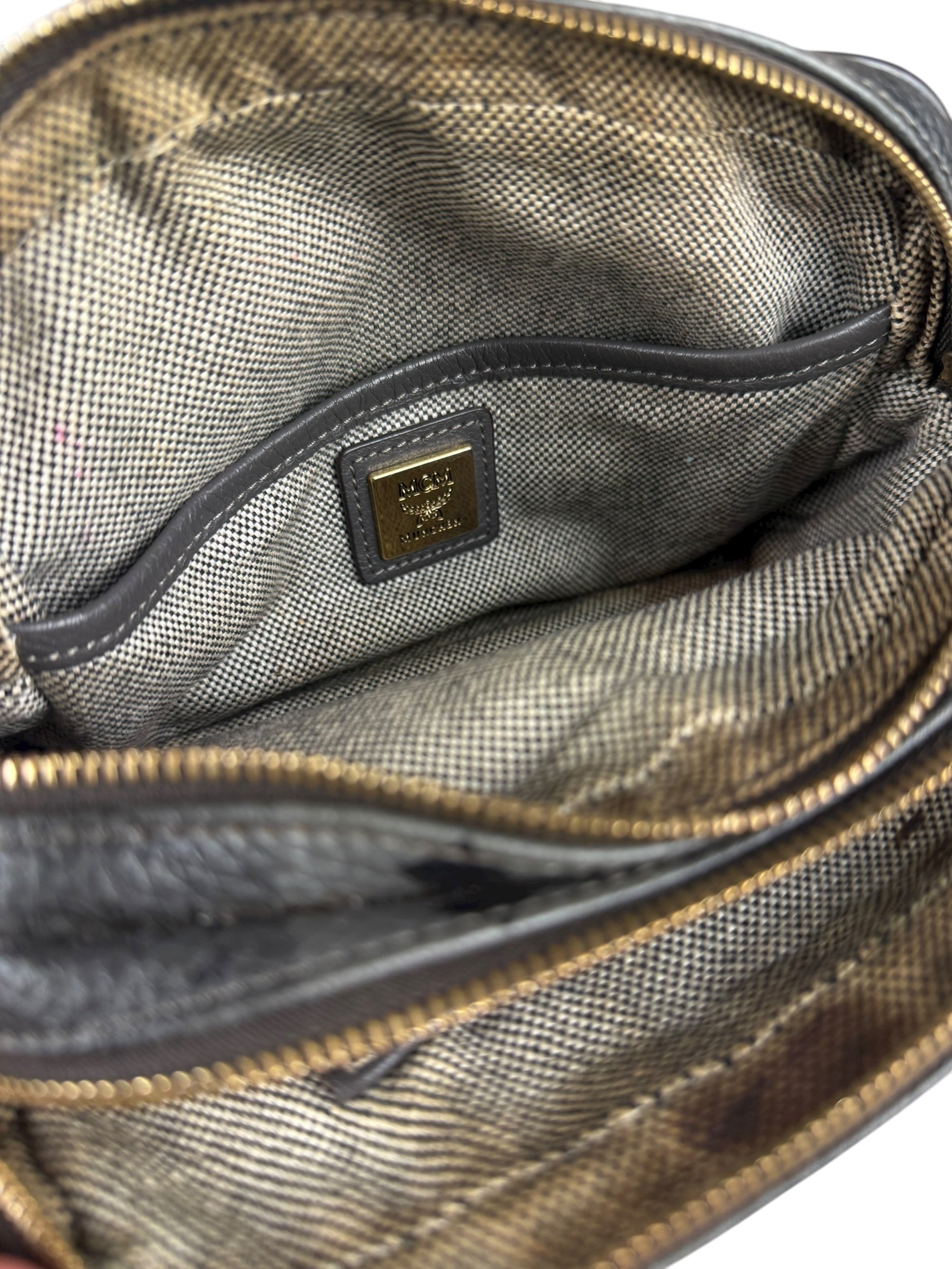 MCM Monogram Stripe Camera Crossbody