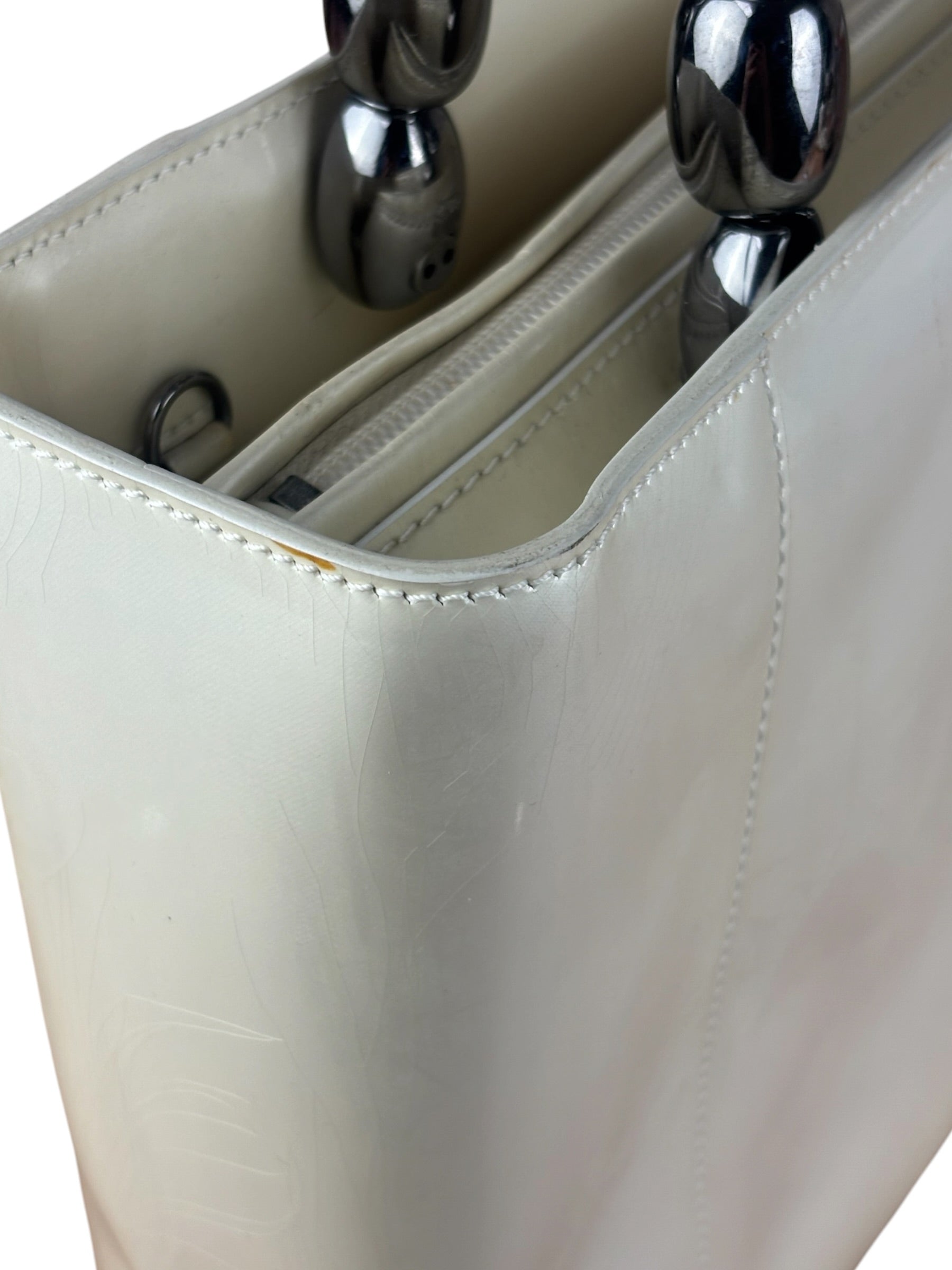 Christain Dior Leather Chrome Beaded Malice Tote Bag