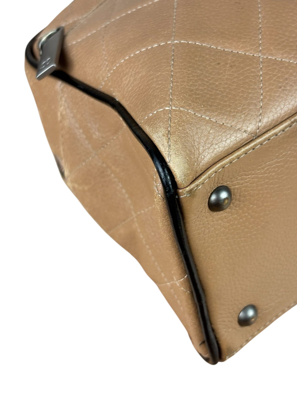 Chanel Beige/Black Quilted Leather Small Boston Bag 2000