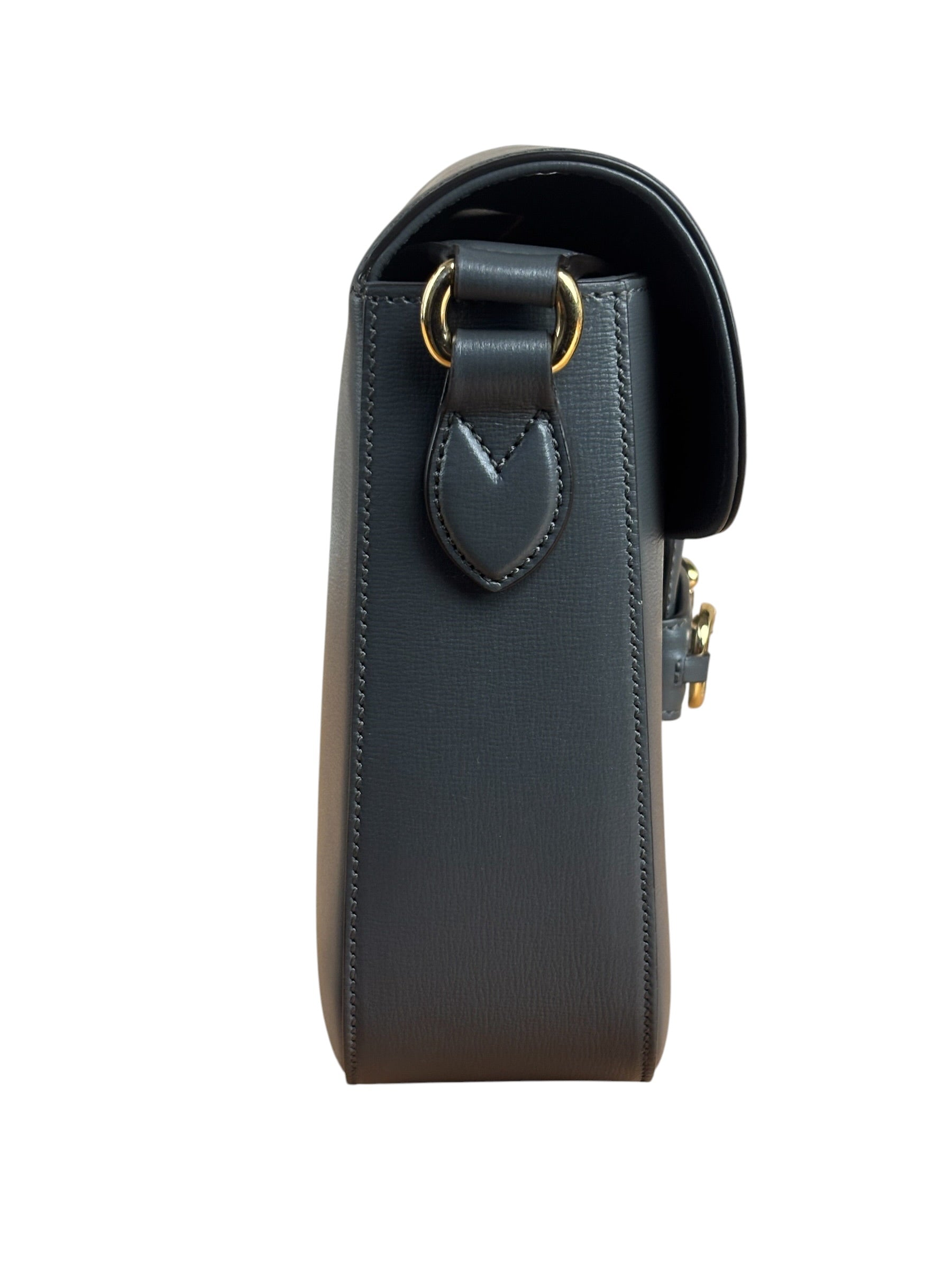Gucci Grey Leather 1955 Horsebit Shoulder Bag