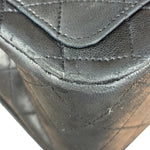 Chanel Black Quilted Leather Full Flap Chain Bag 1986