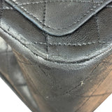 Chanel Black Quilted Leather Full Flap Chain Bag 1986