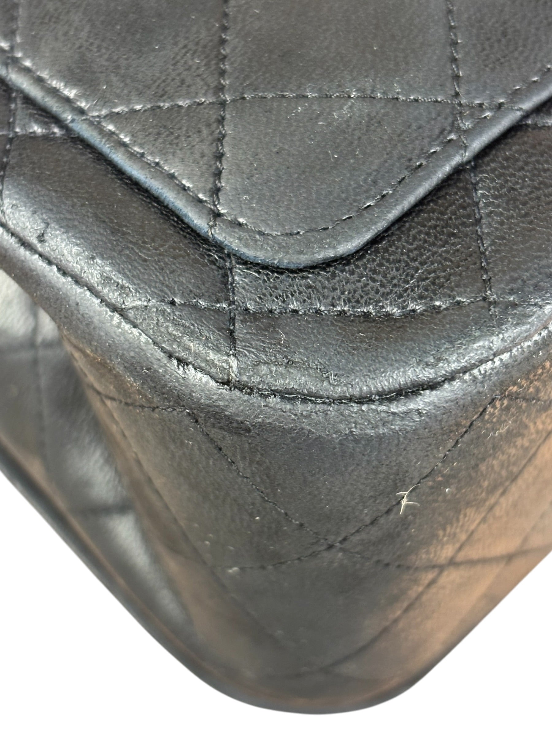 Chanel Black Quilted Leather Full Flap Chain Bag 1986