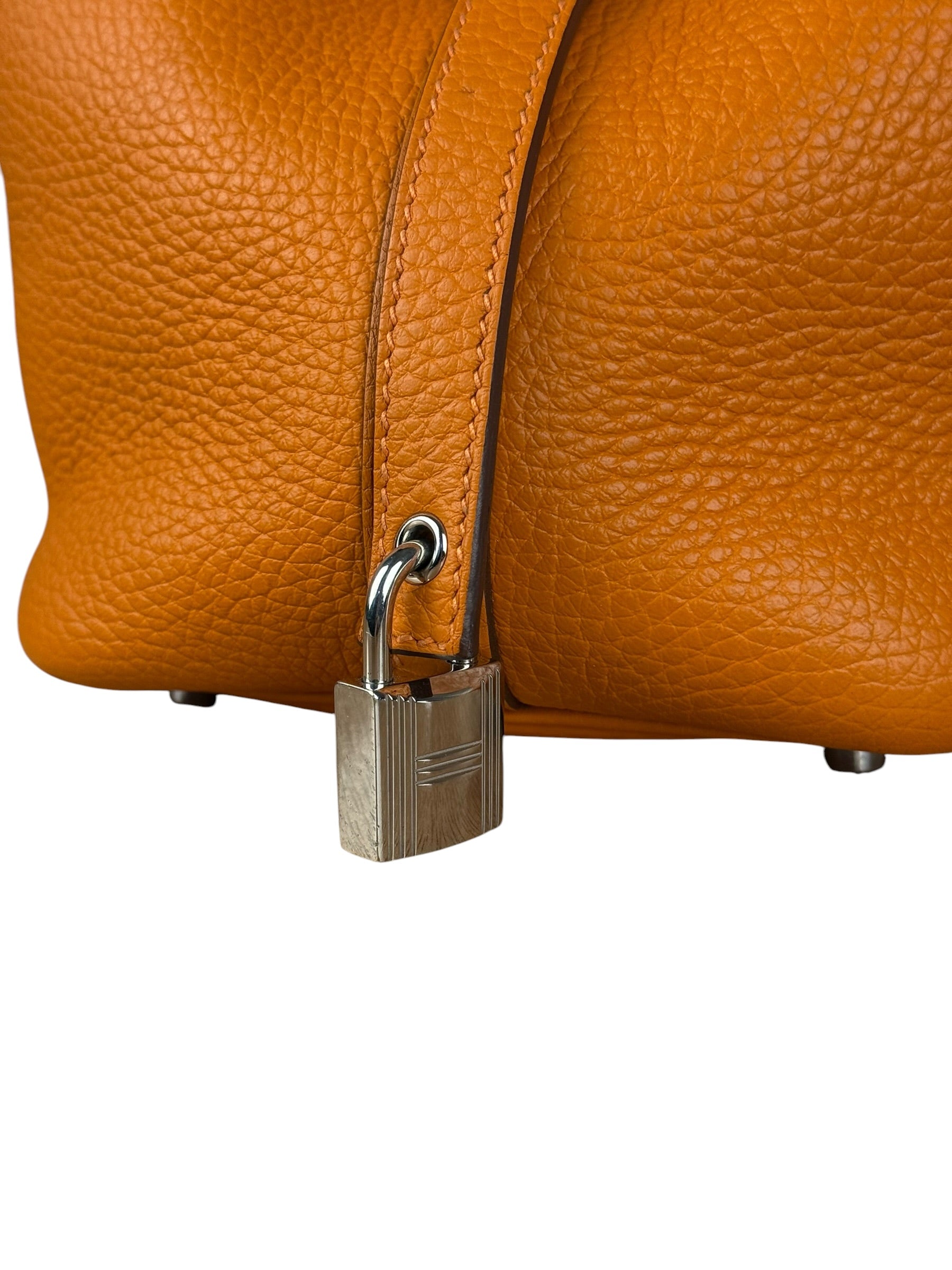 Hermes Orange Clemence Leather Picotin Lock 18 Handbag 2024